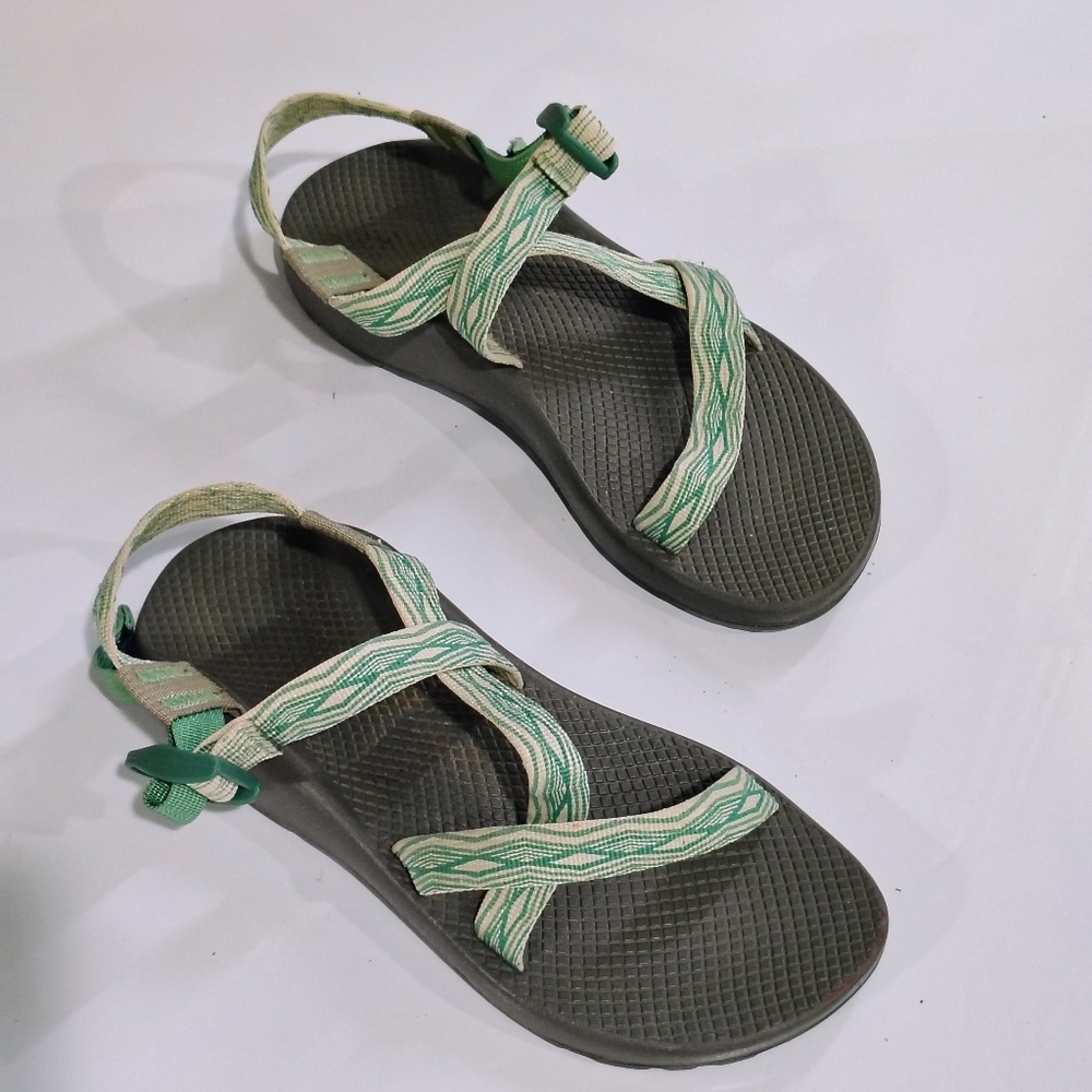 Women's Olive Gray Sandals with Green Straps